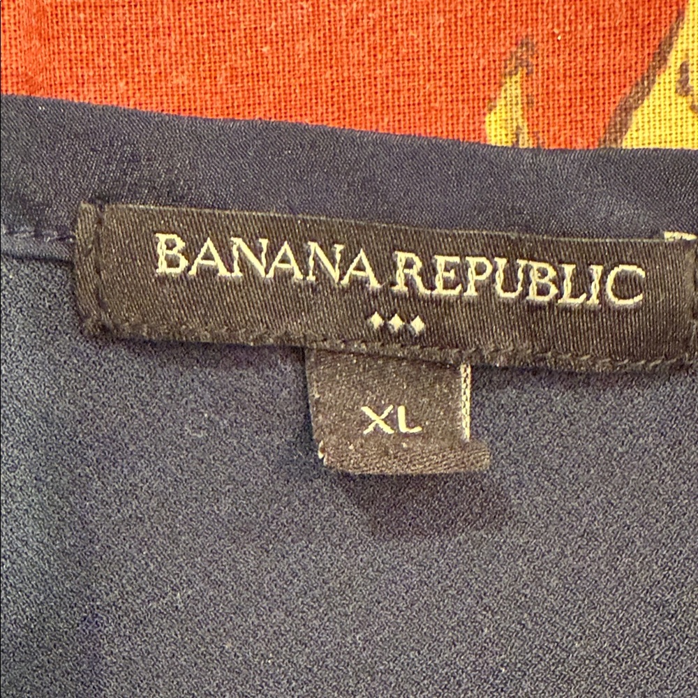 Banana Republic Dark Blue Sleeveless Blouse with Shoulder Bow - Picture 2 of 4